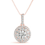Rose Gold Lab Diamond Halo Pendant