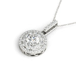 18K White Gold Round Lab Diamond Halo Pendant