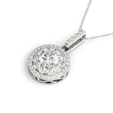 18K White Gold Round Lab Diamond Halo Pendant