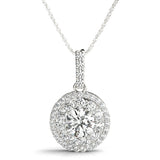 Platinum Round Diamond Halo Pendant
