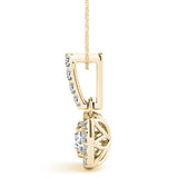 18K Yellow Gold Round Diamond Halo Pendant