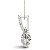 18K White Gold Round Diamond Halo Pendant