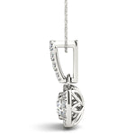 14K White Gold Round Diamond Halo Pendant