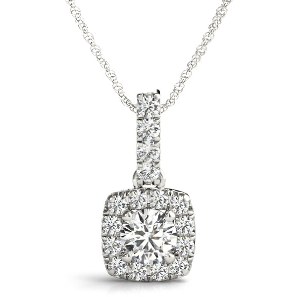 Platinum Round Diamond Halo Pendant