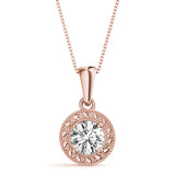 1 CT Lab Diamond Rose Gold Solitaire Pendant