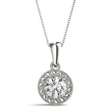 1 CT Lab Diamond 14K White Gold Pendant