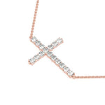 Rose Gold Diamond Cross Pendant | Religious Jewelry