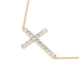 18K Yellow Gold Diamond Cross Pendant Jewelry