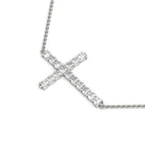 14K White Gold Diamond Cross Pendant Jewelry