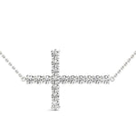14K White Gold Diamond Cross Pendant Jewelry