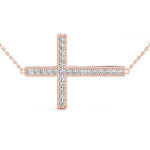 Rose Gold Diamond Cross Pendant | Religious Jewelry