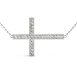 Diamond Religious Cross Pendant - 14K White Gold