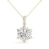 18K Yellow Gold Round Lab Diamond Pendant