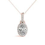 Rose Gold Lab Diamond Halo Pendant | 2.29-2.79 CT