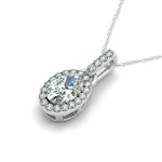 14K White Gold Lab Diamond Halo Pendant