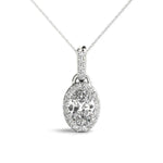 14K White Gold Lab Diamond Halo Pendant