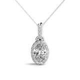 14K White Gold Lab Diamond Halo Pendant