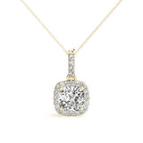 Yellow Gold Lab Diamond Halo Pendant