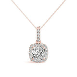 Rose Gold Diamond Halo Pendant | Lab Grown