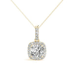 Yellow Gold Diamond Halo Pendant | Lab Grown