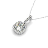 White Gold Diamond Halo Pendant | Lab Grown