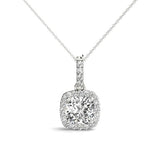 White Platinum Diamond Cluster Halo Pendant