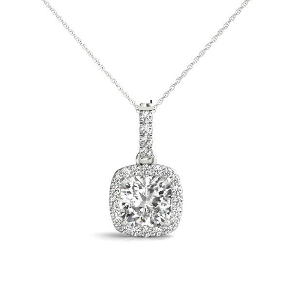White Platinum Diamond Cluster Halo Pendant