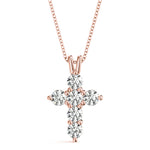18K Rose Gold Diamond Cross Pendant