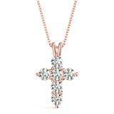 18K Rose Gold Diamond Cross Pendant