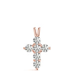 18K Rose Gold Diamond Cross Pendant
