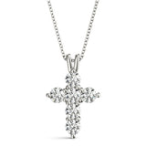 White Gold Diamond Cross Religious Pendant