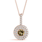 18K Rose Gold Round Diamond Halo Pendant