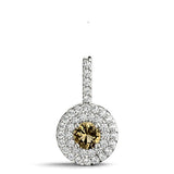 14K White Gold Round Diamond Halo Pendant