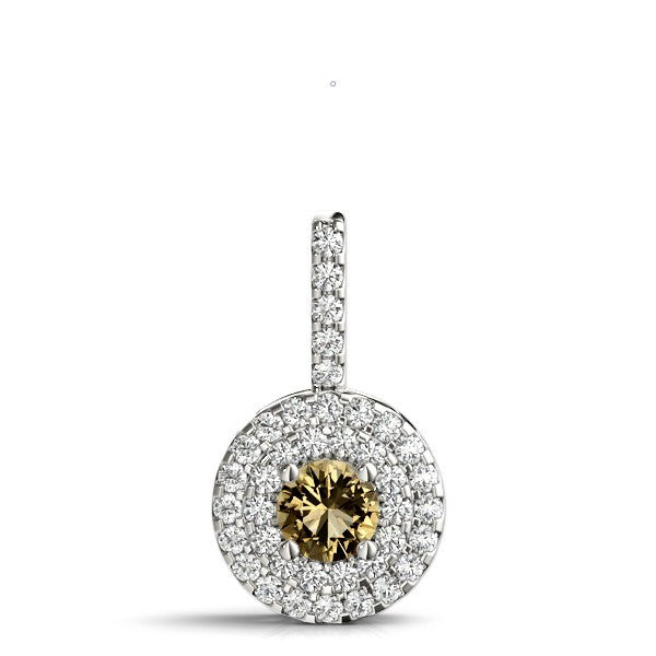 14K White Gold Round Diamond Halo Pendant