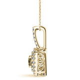 Yellow Gold Lab Diamond Halo Pendant - Brilliant Centerpiece