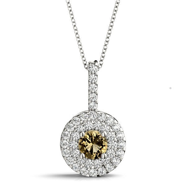 18K White Gold Round Diamond Halo Pendant