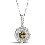 14K White Gold Round Diamond Halo Pendant