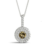 14K White Gold Round Diamond Halo Pendant