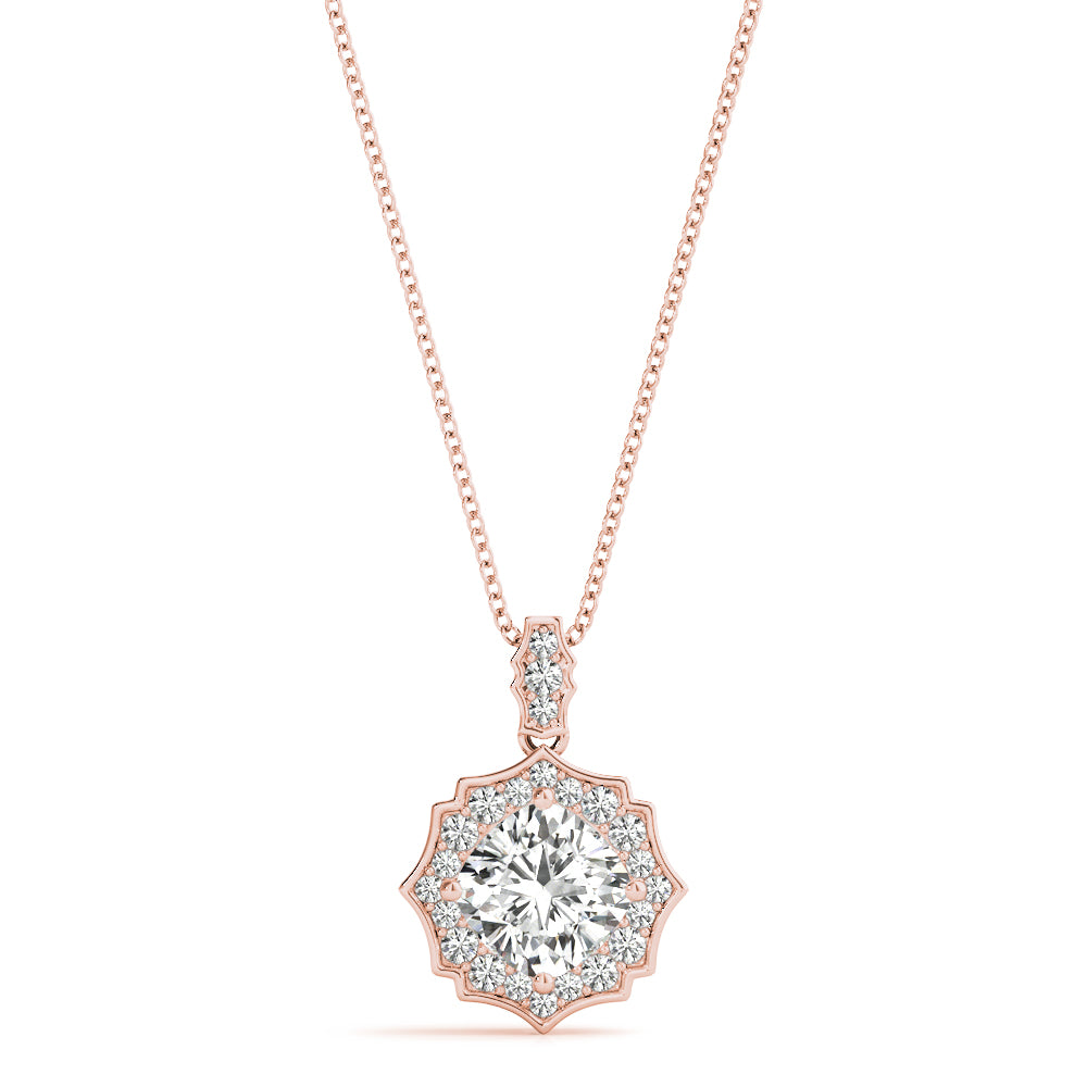 Rose Gold Lab Diamond Cushion Halo Pendant