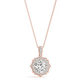 Rose Gold Lab Diamond Cushion Halo Pendant