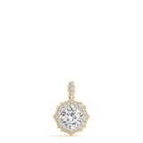 14K Yellow Gold Diamond Cushion Halo Pendant