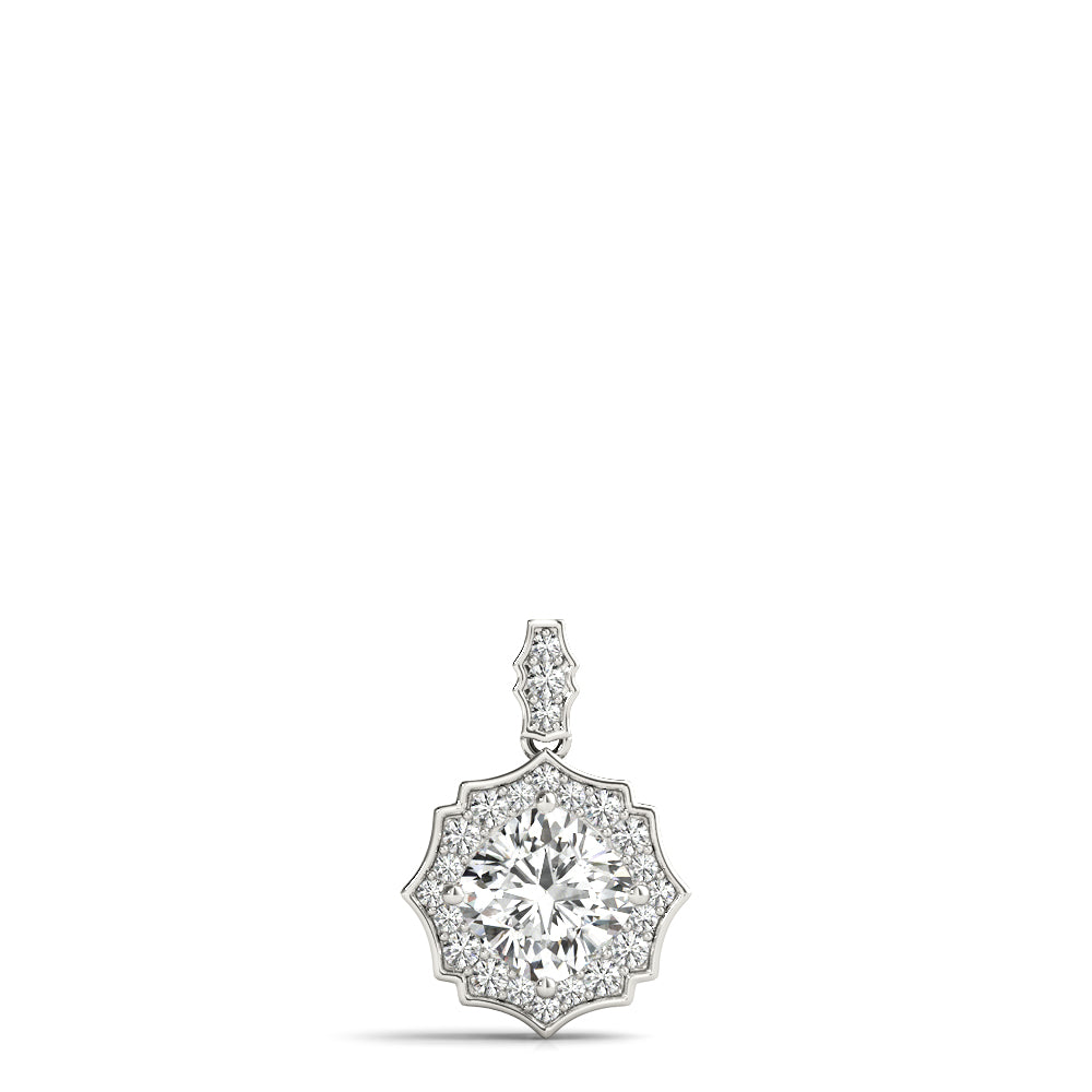 White Gold Cushion Halo Diamond Pendant