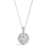 Platinum Round Diamond Scalloped Halo Pendant