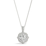 White Gold Cushion Halo Diamond Pendant