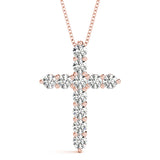 14K Rose Gold 11-Diamond Religious Cross Pendant