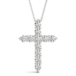 11-Stone Lab Diamond Cross Pendant