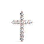 14K Rose Gold 11-Diamond Religious Cross Pendant