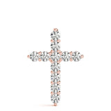 14K Rose Gold 11-Diamond Religious Cross Pendant