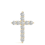18K Yellow Gold 11-Diamond Cross Pendant