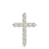 18K Yellow Gold 11-Diamond Cross Pendant